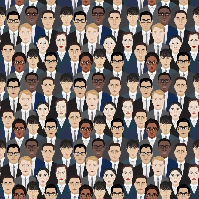 Background with hundreds of business people